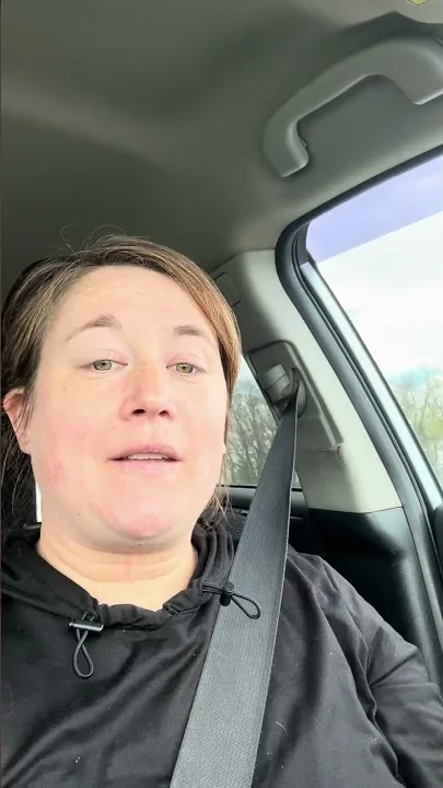Melissa, speaking to her phone camera in her car on the way home from the retreat.